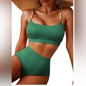 Eytino Women Two Piece Swimsuit High Waisted Bikini Set High Waisted Shell Strap